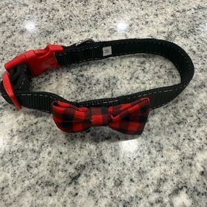 Buffalo Plaid Bow Tie Dog Collar - Red and Black